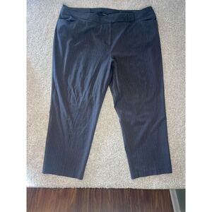 Lane Bryant Charcoal Gray Pink Stripe Career Pants Womens Plus 28 Petite Stretch